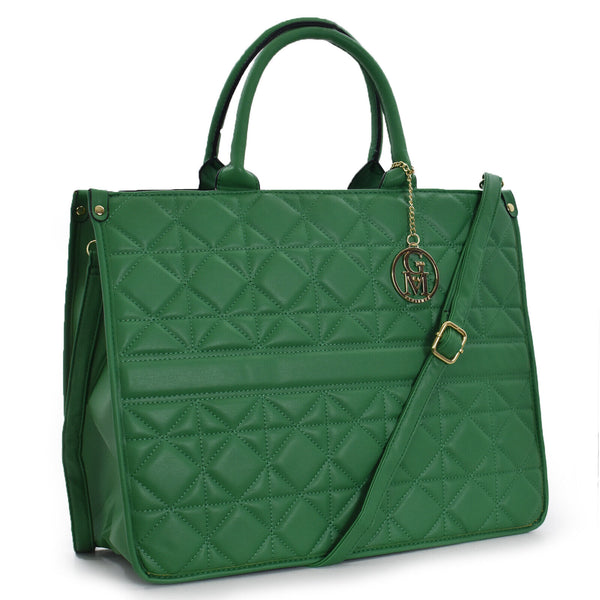 Borsa grande GM trapuntata pelle elegante verde rigida capiente spalla tracolla