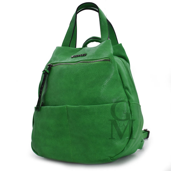 yyCOVERI zaino borsa donna pera verde nuovo TRASFORMABILE giornaliero 2in1 pelle