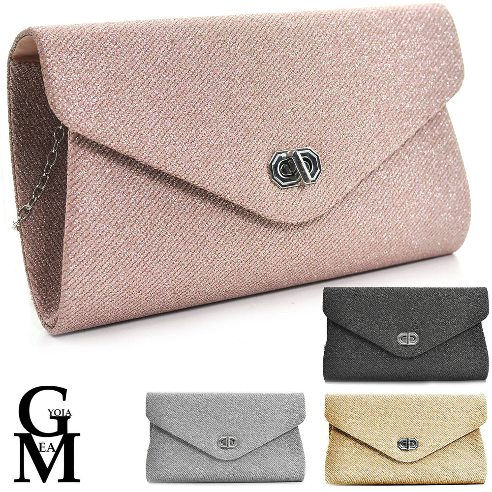 Pochette rosa rigida eventi matrimonio elegante catena cerimonia brillantini