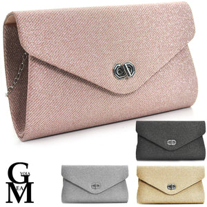 Pochette rosa rigida eventi matrimonio elegante catena cerimonia brillantini