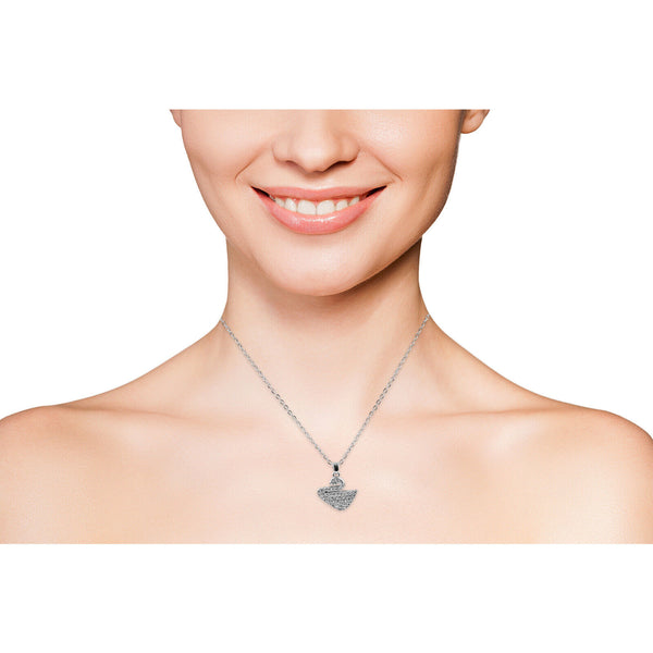 Collana ciondolo cigno fenicottero argento donna punto luce strass cerimonia