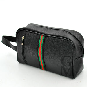 Pochette originale GM MODA strisce verdi uomo borsa mano pelle nero sport uomo