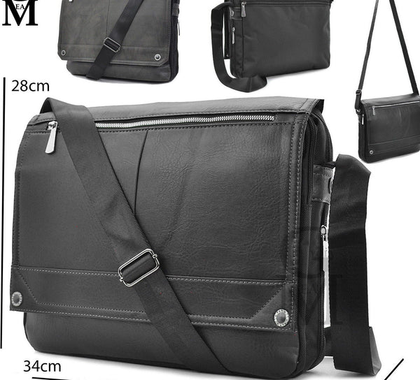 Borsa tracolla nylon pelle uomo porta documenti notebook pc casual grande lavoro