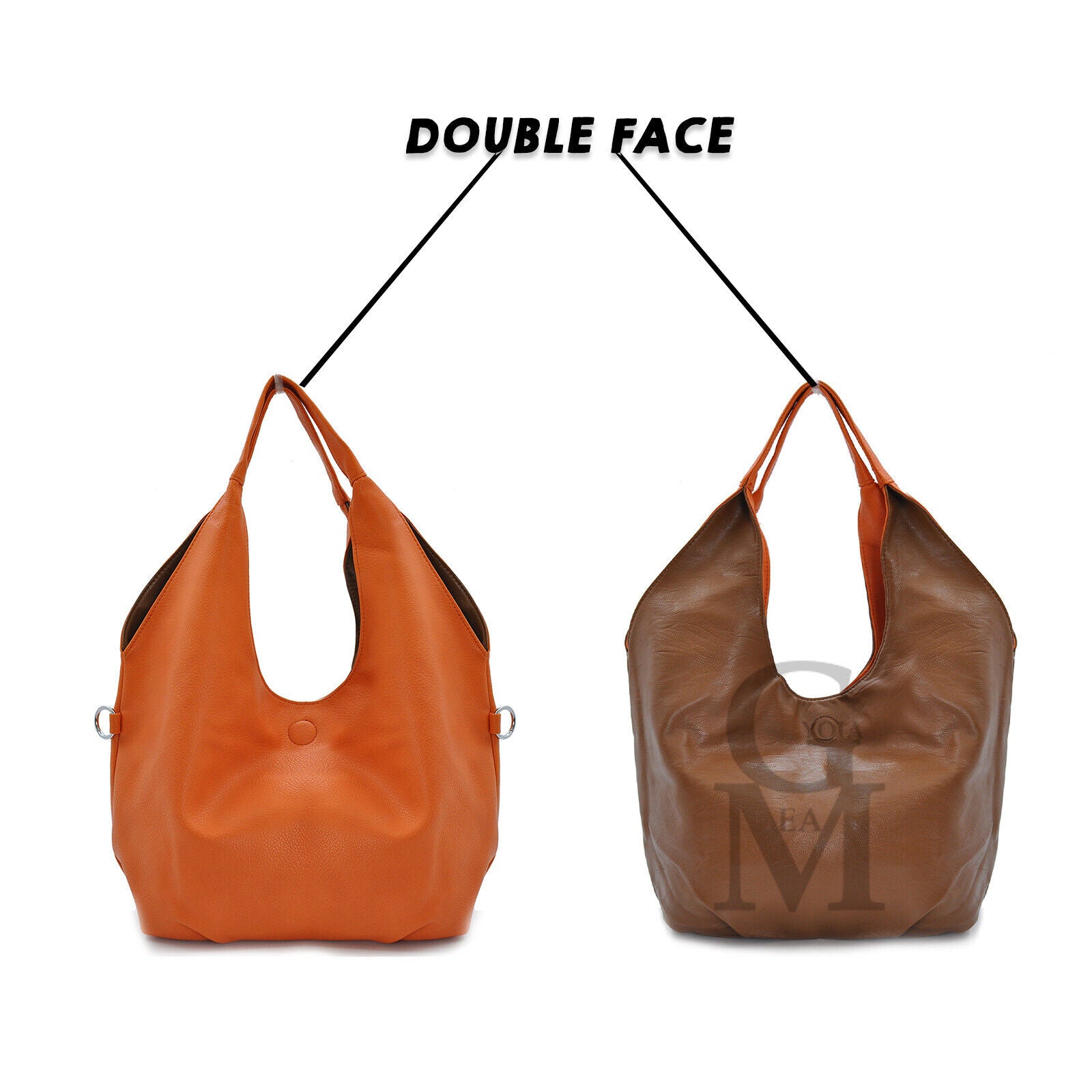 GM borsa 3in1 donna reversibile double face cambio colore hobo sacco vera pelle