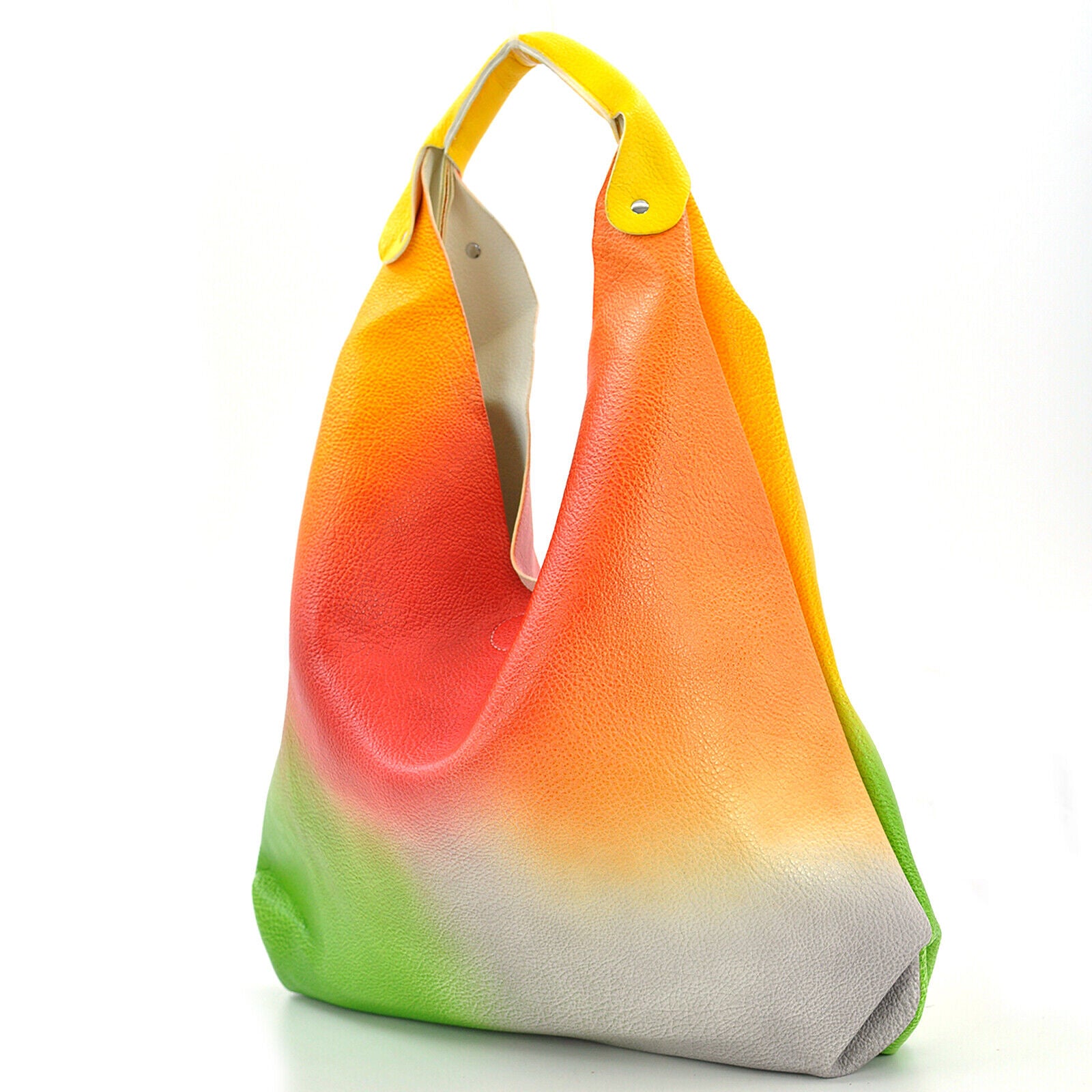 Borsa a sacco pelle morbida MICUSSI arcobaleno hobo grande multi colore colorata