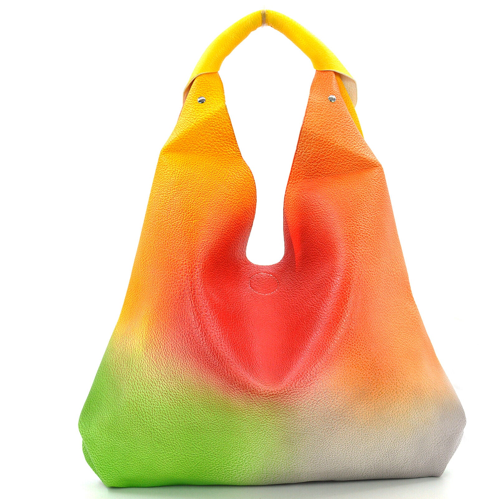 Borsa a sacco pelle morbida MICUSSI arcobaleno hobo grande multi colore colorata