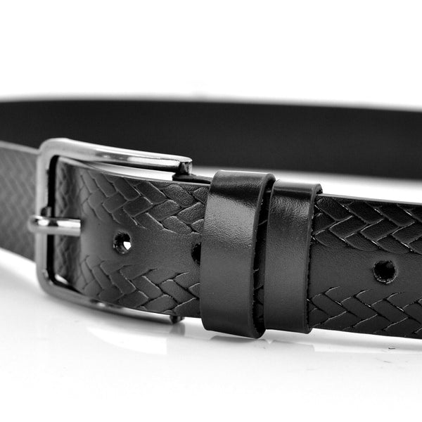 Cintura Uomo vera Pelle Nera Cinta intrecciata moda Casual elegante taglie forti