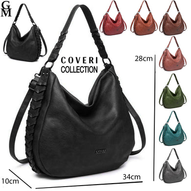 Borsa COVERI pelle intreccio morbida sacco colorata casual spalla hobo grande