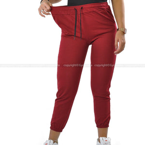 Pantalone donna elasticizzato leggero palestra casual sportivo morbido rosso new