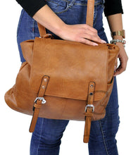 Carica l&#39;immagine nel visualizzatore di Gallery, GM borsa zaino 2in1 donna fibbie vintage pelle cuoio scuola spalla tracolla