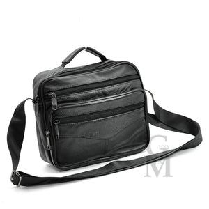 GM zip Borsello capiente uomo moda tracolla borsa grande vera pelle lavoro nero