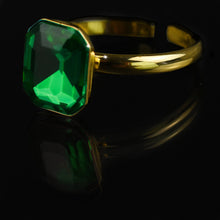 Carica l&#39;immagine nel visualizzatore di Gallery, Anello Donna moda punto luce zircone pietra colorata Acciaio smeraldo Solitario