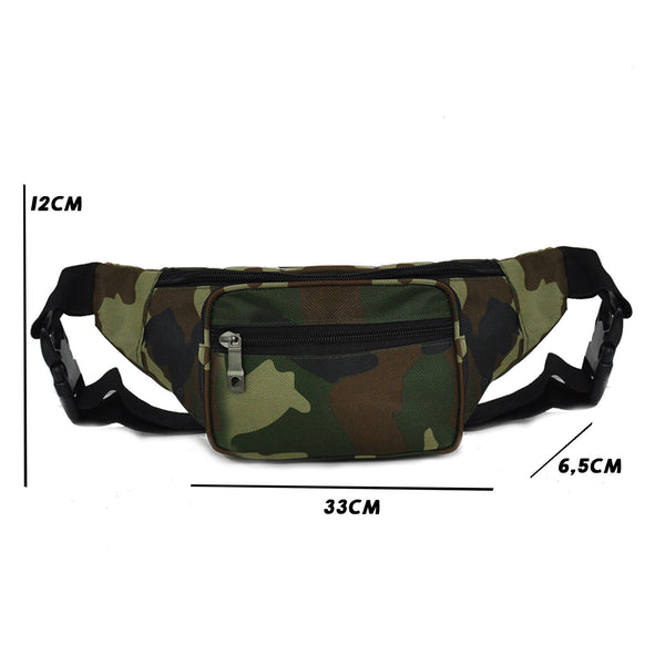 Marsupio uomo mimetico militare vita spalla softair camouflage casual viaggio