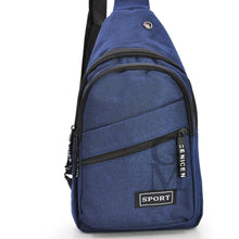 Carica l&#39;immagine nel visualizzatore di Gallery, Marsupio SPORT uomo petto monospalla tasche zip sportivo borsa tracolla blu nero