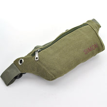 Carica l&#39;immagine nel visualizzatore di Gallery, Marsupio uomo tessuto canvas verde militare borsa cintura vita lavoro viaggio