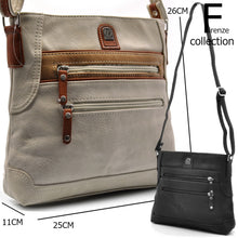 Carica l&#39;immagine nel visualizzatore di Gallery, F firenze Borsa borsetta tracolla pelle tasche cerniere casual zip piccola beige