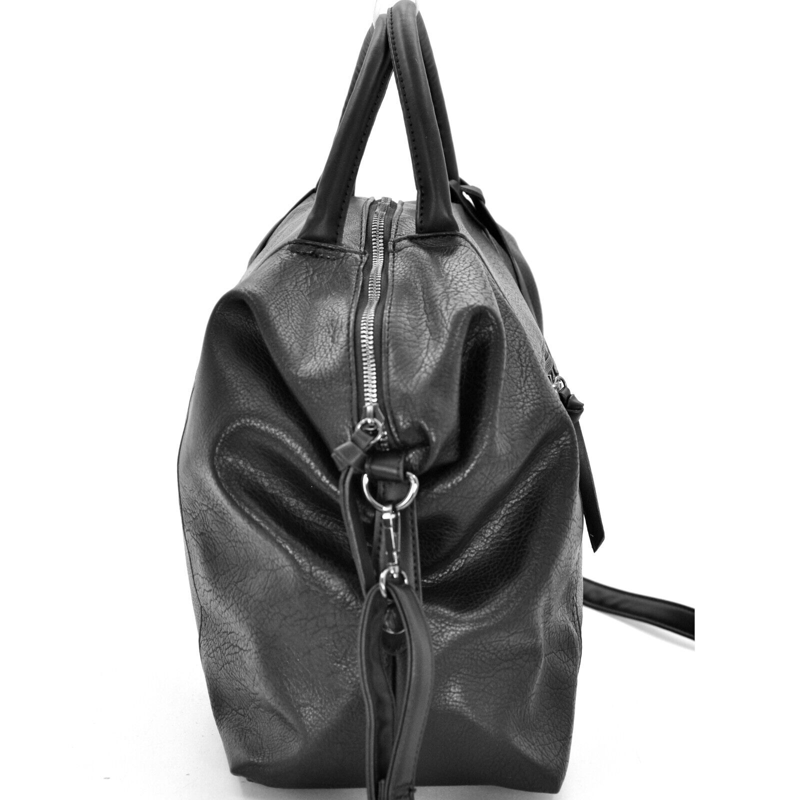 Borsa bauletto firmato tasche B. CAVALLI moda donna unica tinta nero tracolla