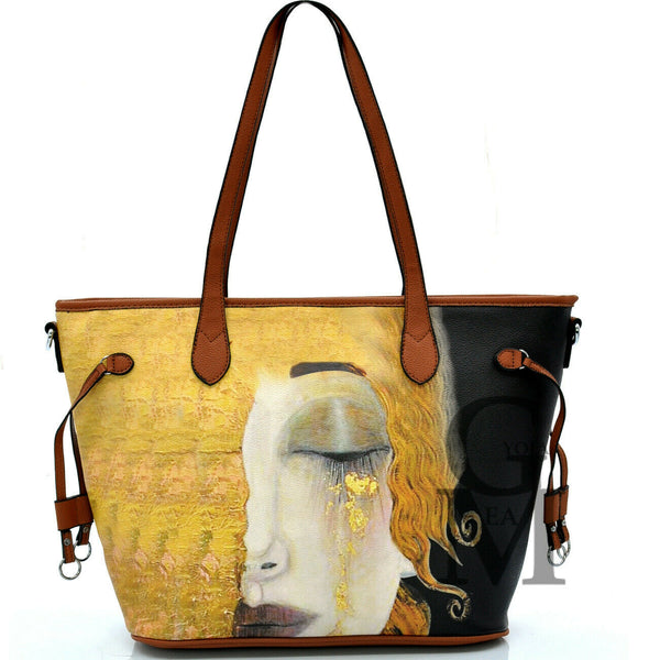 Gyoiamea borsa fantasia dipinto quadro Gustav klimt donna pelle shopping spalla