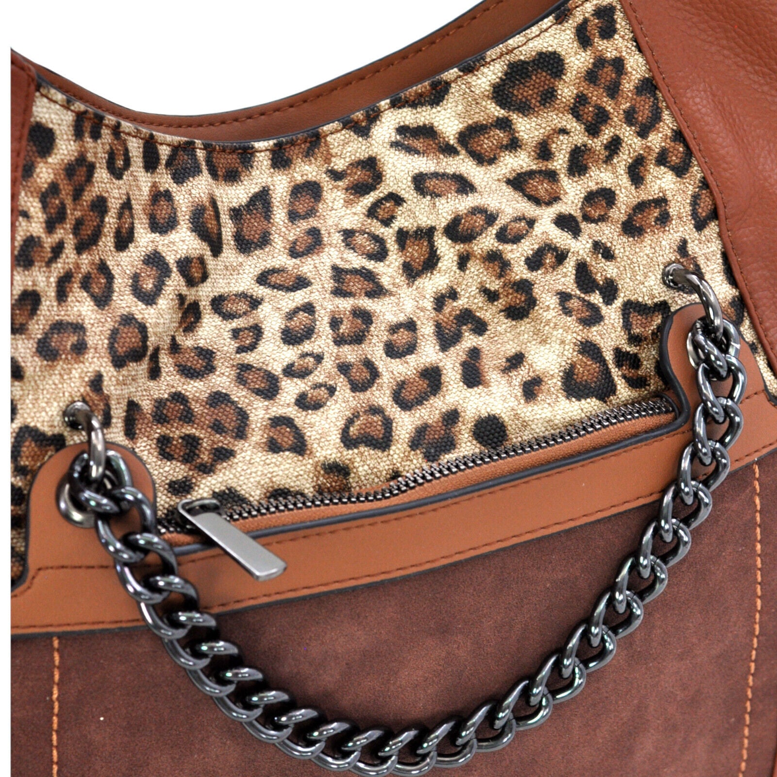 Borsa donna firmata hobo animalier sacco tracolla pelle fantasia leopardata nera