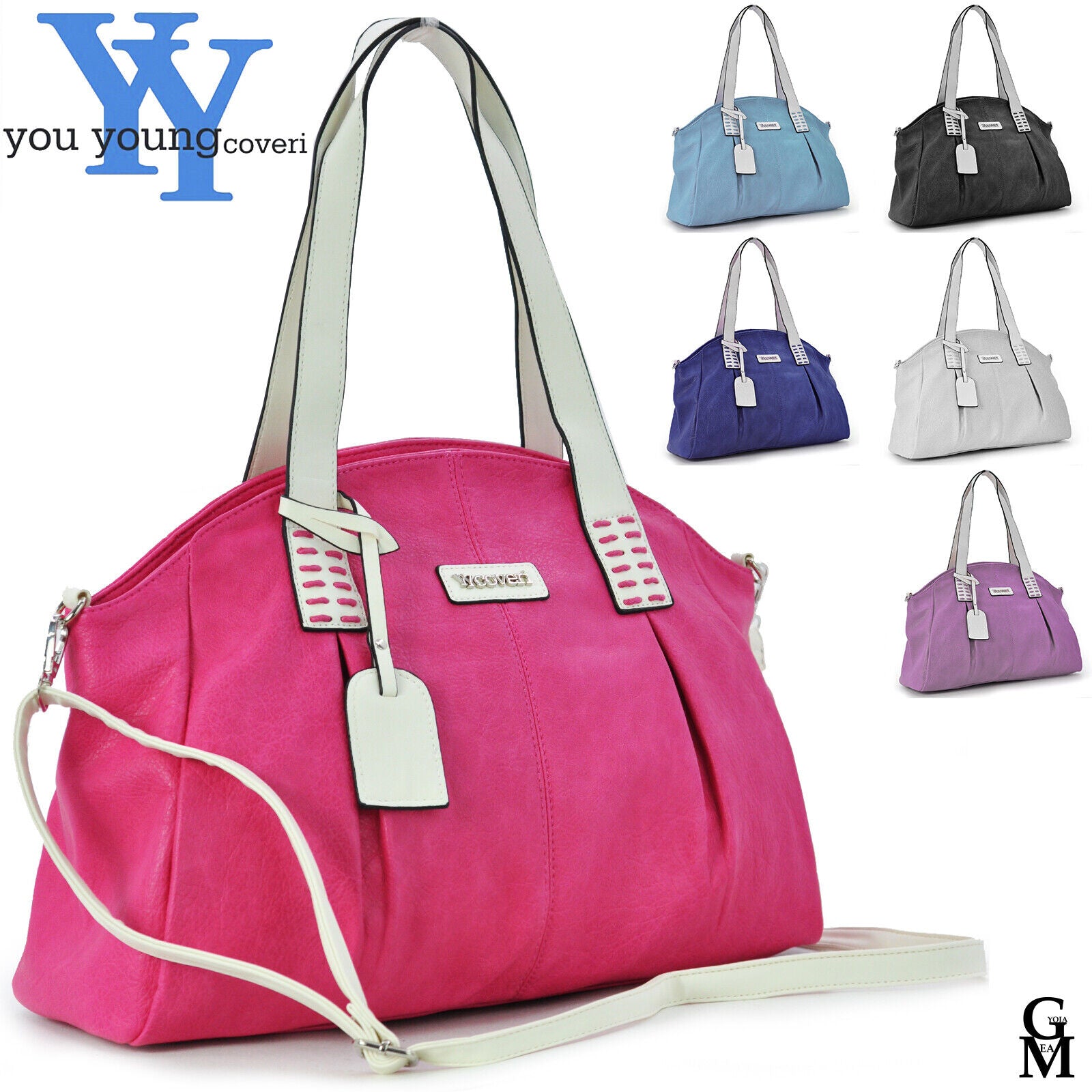 Borsa donna fucsia YYcoveri elegante tracolla grande pelle spalla shopping nuova