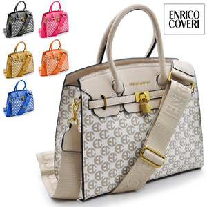 Borsa ENRICO COVERI bauletto fantasia nuovo firmata lucchetto spalla donna pelle