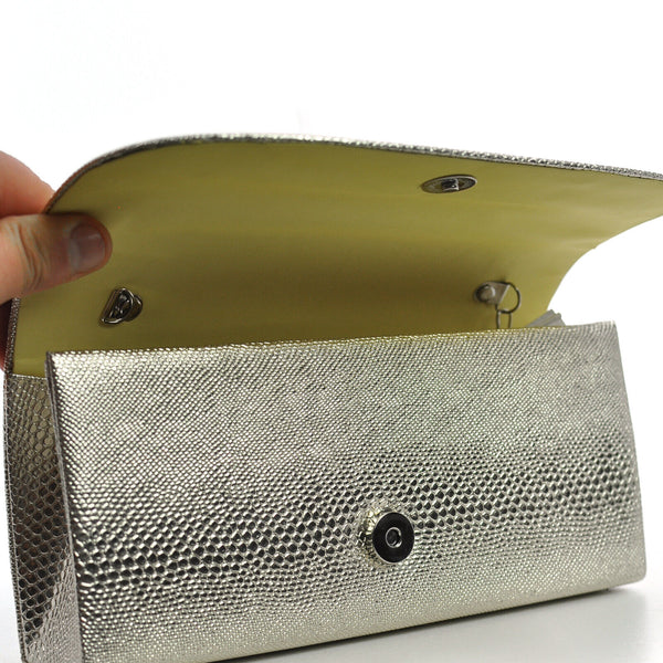 Pochette matrimonio eventi elegante rigida pelle serpente coccodrillo squamata