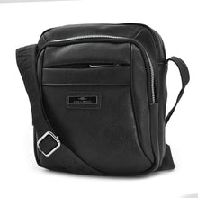 Carica l&#39;immagine nel visualizzatore di Gallery, CHARRO ITALIA borsello 5 tasche zip capiente grande uomo pelle tracolla blu nera