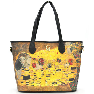 Borsa shopping dipinto stampa opera d'arte il bacio di Klimt regalo colorata