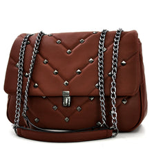 Carica l&#39;immagine nel visualizzatore di Gallery, 2in1 Borsa catena tracolla borsetta donna pelle trapuntata borchie borchiata new