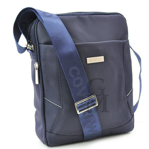 Borsello capiente nylon blu nero zip cerniere tasche lavoro porta ipad passeggio