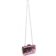 Carica l&#39;immagine nel visualizzatore di Gallery, Pochette Paillettes rosa rigida altissima qualità con strass matrimonio eventi