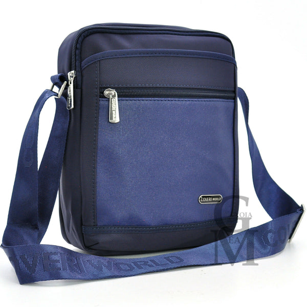 COVERI borsello uomo borsa tracolla nylon nero blu impermeabile zip capiente