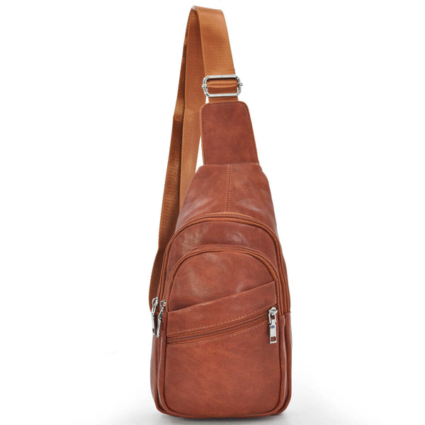 Marsupio petto zip pelle marrone da uomo: elegante, versatile e pratico, tasche