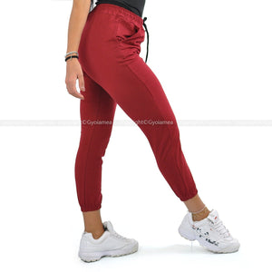 Pantalone donna elasticizzato leggero palestra casual sportivo morbido rosso new