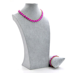 Parure Collana e bracciale girocollo cristalli pietre forma cuori gioiello nuovo