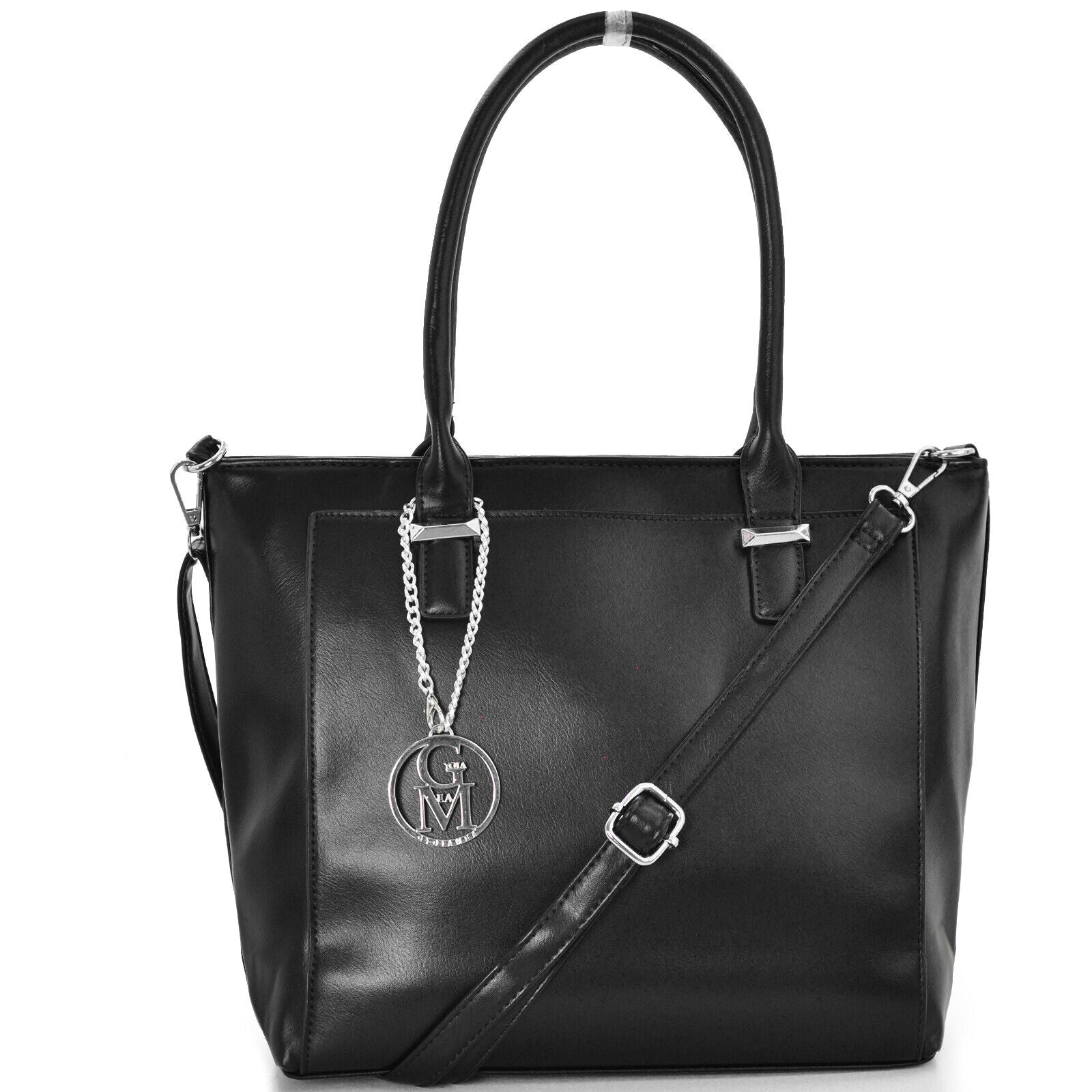 Borsa GM donna nera shopping tracolla spalla grande pelle capiente nera nuova