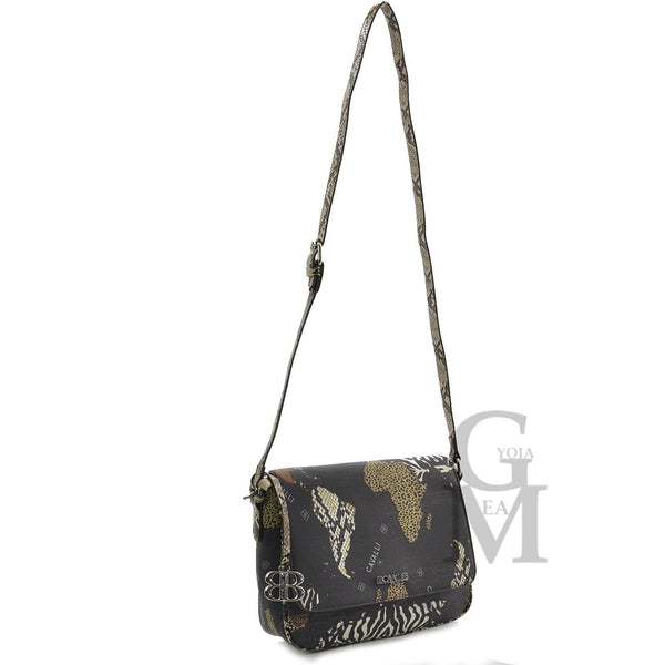 Borsa lusso firmata BB CAVALLI donna tracolla fantasia animalier mappa mondo VIP