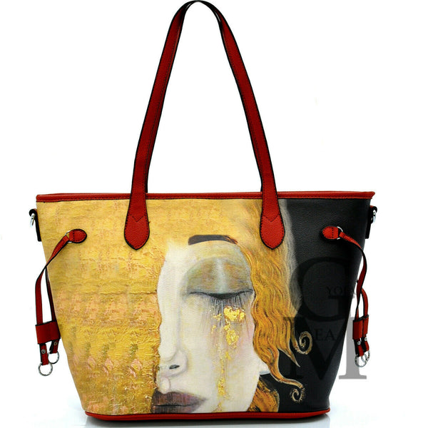 Gyoiamea borsa fantasia dipinto quadro Gustav klimt donna pelle shopping spalla