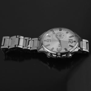 Stone Orologio polso quarzo argento metallo moda uomo acciaio analogico Classico