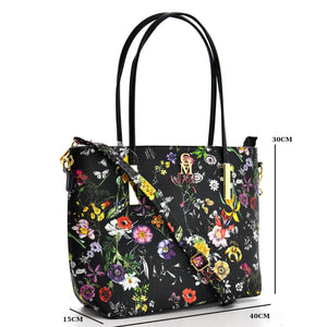 Borsa shopping moda grande GM donna grande spalla pelle fantasia fiori floreale