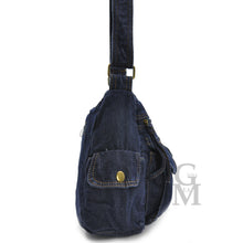 Carica l&#39;immagine nel visualizzatore di Gallery, Tracolla borsa jeans vintage jeansata nuovo artigianale fatta messenger donna