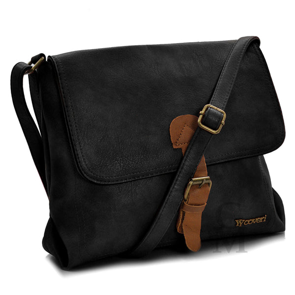 Borsa firmata COVERI uomo donna fibbie vintage pelle militare tracolla messenger