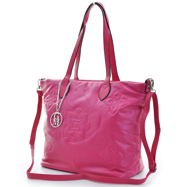 Borsa firmata originale Gyoiamea donna shopping shopper pelle ricamata fiori