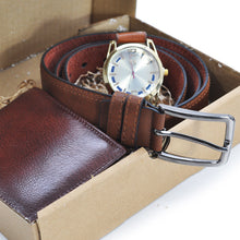 Carica l&#39;immagine nel visualizzatore di Gallery, Pack IDEA REGALO scatola tris 3in1 UOMO Portafoglio + cintura + orologio uomo GM