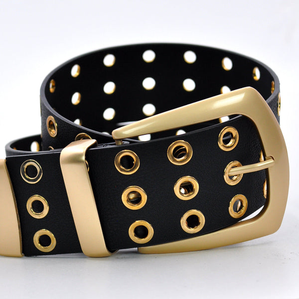 CINTURA NERA donna cinturone borchie oro bronzo bustino stringivita dark belt