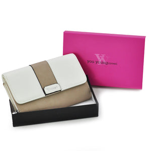 portafoglio donna scatola YYcoveri ORIGINALE pelle bicolore nuovo carte cerniera