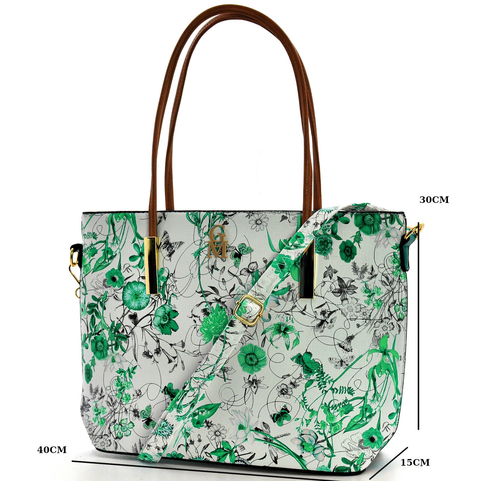 Borsa shopping moda grande GM donna grande spalla pelle fantasia fiori floreale