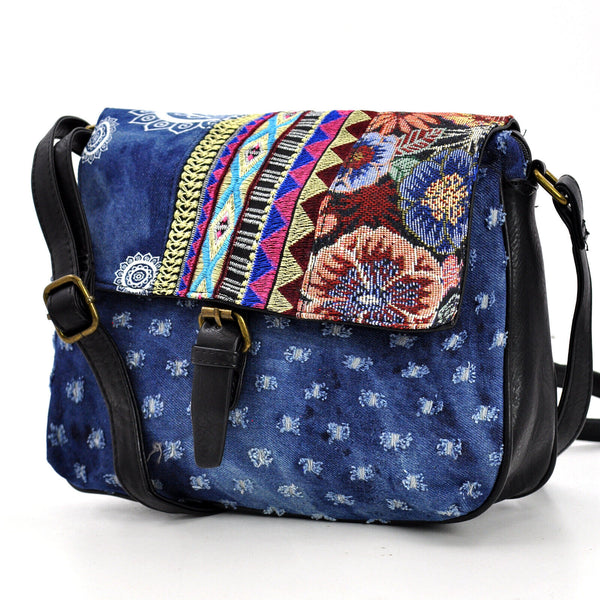 Gyoiamea Borsa jeans denim artigianale tracolla messenger donna vintage jeansata