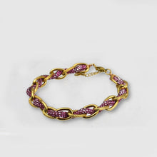 Carica l&#39;immagine nel visualizzatore di Gallery, Bracciale Acciaio inossidabile lega Donna Braccialetto oro fuxia corda strass