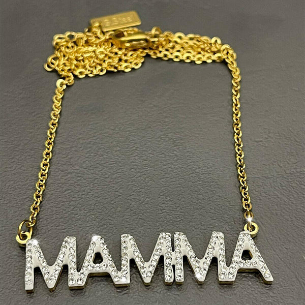 GM gioiello Collana donna oro strass scritta Mamma idea regalo maglia catena